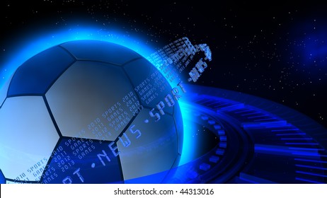 Blue Sport Background with Soccer Ball and Rings with Texts (Sport 08). Great for sports and games, olympic, competition and other concepts.