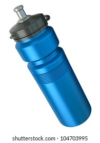 Blue Sports Water Bottle. 3D Render.