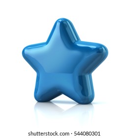 Blue Star Icon 3d Rendering On White Background