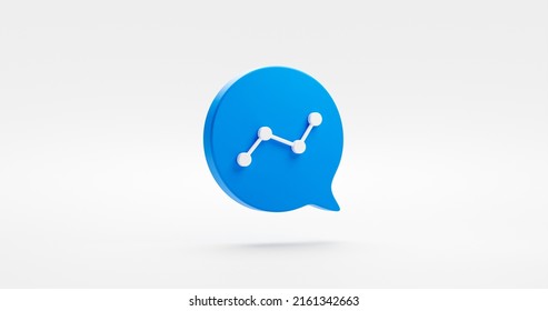 Blue Stock Graph 3d Icon Isolated On White Background With Growth Business Finance Progress Or Up Market Chart Statistic Diagram Symbol And Success Financial Investment Profit Report Bubble Message.