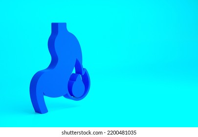 Blue Stomach Heartburn Icon Isolated On Blue Background. Stomach Burn. Gastritis And Acid Reflux, Indigestion And Stomach Pain Problems. Minimalism Concept. 3d Illustration 3D Render.