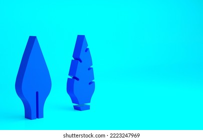 Blue Stone Age Arrow Head Icon Isolated On Blue Background. Medieval Weapon. Minimalism Concept. 3d Illustration 3D Render.