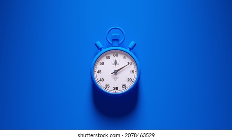 Blue Stopwatch Time Clock Alarm Watch White Face Timer Blue Background 3d Illustration Render