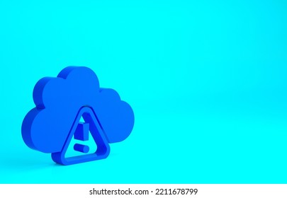 Blue Storm Warning Icon Isolated On Blue Background. Exclamation Mark In Triangle Symbol. Weather Icon Of Storm. Minimalism Concept. 3d Illustration 3D Render.