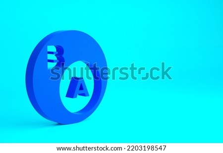 Blue Subsets, mathematics, a is subset of b icon isolated on blue background. Minimalism concept. 3d illustration 3D render.