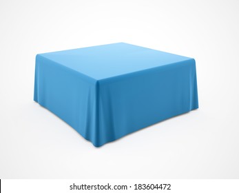 Blue Table Cloth Rendered Isolated On White Background