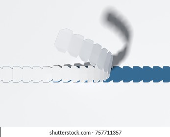 Blue Tear Strip Isolated On White Background. 3d Rendering