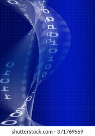 Blue Technology background Binary code with grid