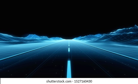 
Blue Technology Digital Highway Background