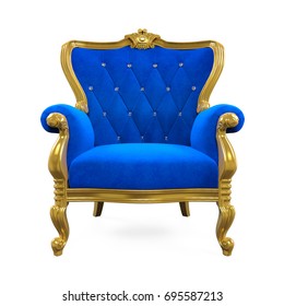 Blue Throne Chair Isolated. 3D rendering