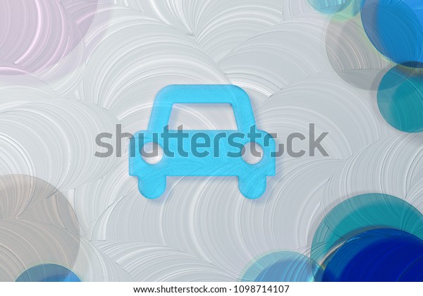 Blue Transparent Car Icon on\
White Painted Oil Background. 3D Illustration of Blue Car,\
Transportation, Travel, Vehicle Icon Set on the White\
Background.