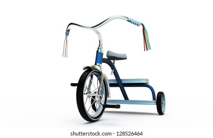 Blue Tricycle Isolated On White Background