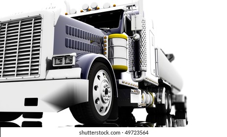 A Blue Truck Isolated On A White Background