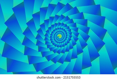 Blue Turquoise Green Circular Floral Moving Spin Spiral Optical Illusion