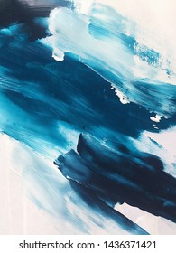 blue turquoise white oil abstraction on canvas. beautiful background. modern Art