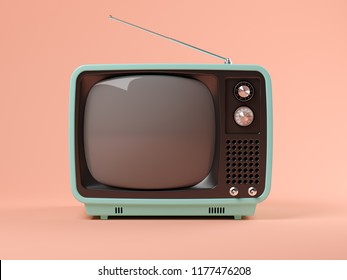 Blue tv on pink background 3D illustration