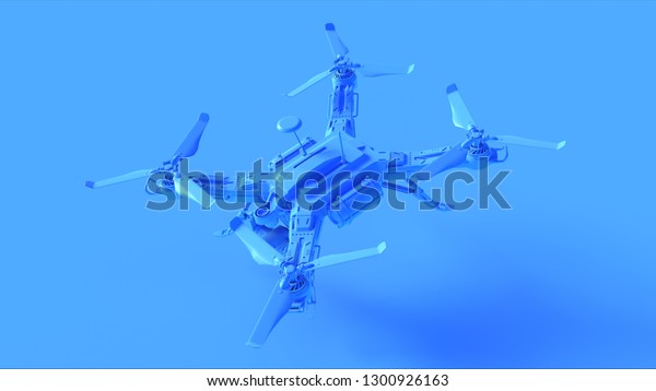 Blue Unmanned Aerial Vehicle Drone 3d illustration\
3d render