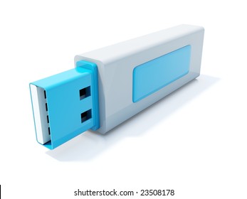 Blue USB flash icon isolated on white - Shutterstock ID 23508178