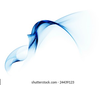 Blue veil in the wind, with copy space on a white background