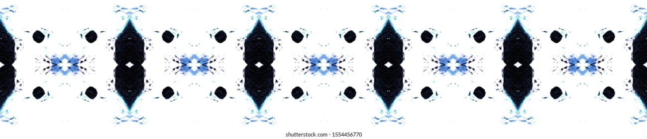 Blue Vintage Repeat Pattern Tile. Ethnic Ornament Print. Ornate Tile Background Black Blue Tile Dressing element Indian Tribal Art. Luxury Kaleidoscope Art. Floral Design. Floral Pattern. - Shutterstock ID 1554456770