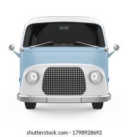 Blue Vintage Van Isolated (front View). 3D Rendering