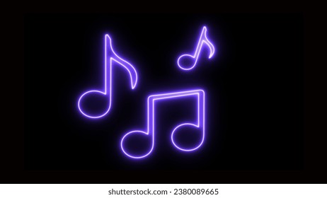 blue violet color neon light audio icon. Vibrant colored sound technology symbol, isolated on a black background.Neon music note icon. - Powered by Shutterstock