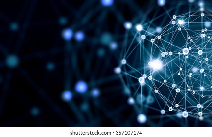 Blue virtual technology background with lines and grids