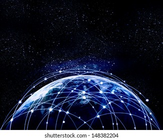 Blue vivid image of globe. Globalization concept. Elements of this image are furnished by NASA