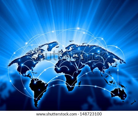 Blue vivid image of globe. Globalization concept