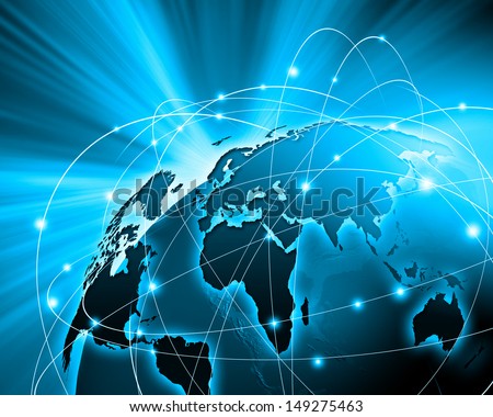 Blue vivid image of globe. Globalization concept