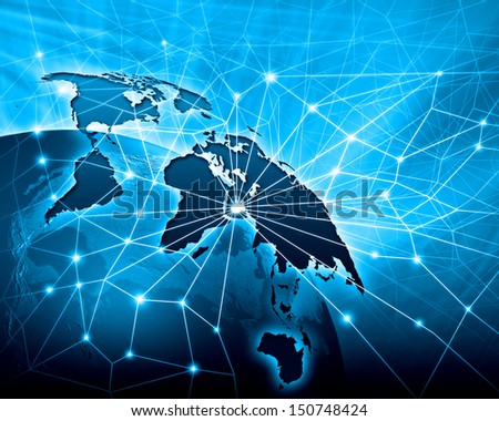 Blue vivid image of globe. Globalization concept