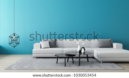 blue wall living room 3 d renderのイラスト素材 1030053454 shutterstock