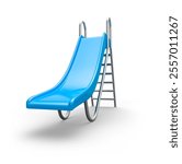 Blue Water Slide With Ladder In 3D Render isolate white background. 3d illustration