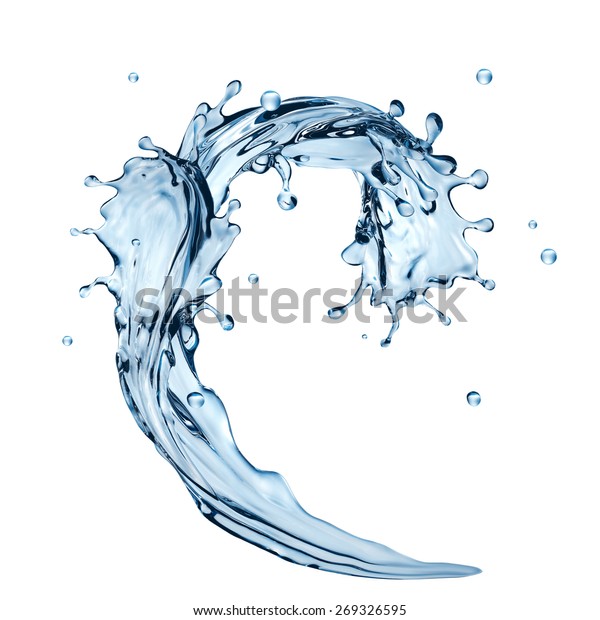 青い水の波 3dイラスト 白い背景に液体のスプラッシュ のイラスト素材