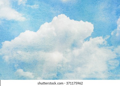 Blue Watercolor Cloud And Sky.