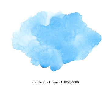 Blue watercolor drawing stroke background art painting stain texture. For text, logo, design.