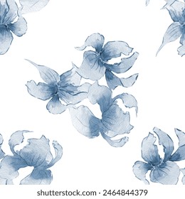 Blue watercolor flower, card, poster. - Powered by Shutterstock