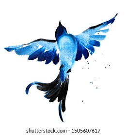 Blue Watercolor Hand Drawn Flying Bird 58