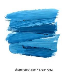 Blue Watercolor Paint Stain Isolated On White Background. Dynamic Brush Stroke. Art Abstract Space For Text