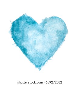 Blue Watercolor Painted Textured Heart