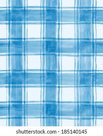 Blue Watercolor Plaid / Seamless Background