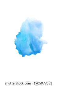 Blue Watercolor Stains.  Brush Stroke Texture