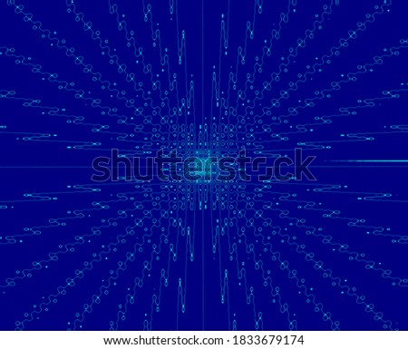 Blue wavy distorted laser light vanishing point computer graphic