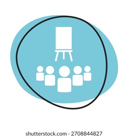 Blue web button with white icon: Seminar