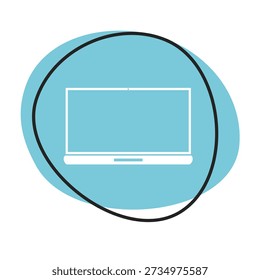 Blue web button with white icon: Laptop