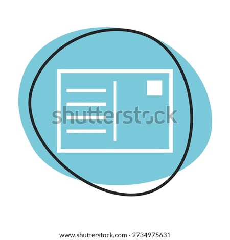 Blue web button with white icon: Postcard