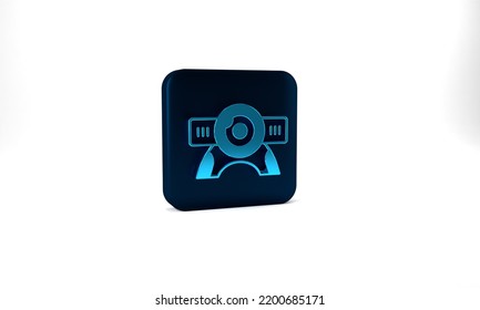 Blue Web Camera Icon Isolated On Grey Background. Chat Camera. Webcam Icon. Blue Square Button. 3d Illustration 3D Render.