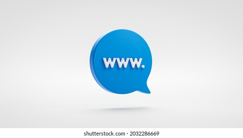 Blue website address icon or world wide web ( www. ) illustration sign and global social communication symbol on digital email internet background with online technology media concept. 3D rendering.