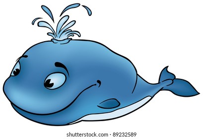 Blue Whale - Cartoon Illustration