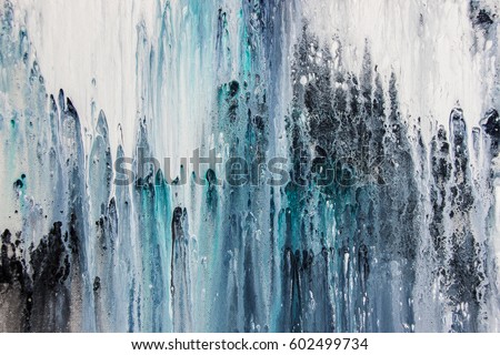 blue and white abstract acrylic painting on canvas
